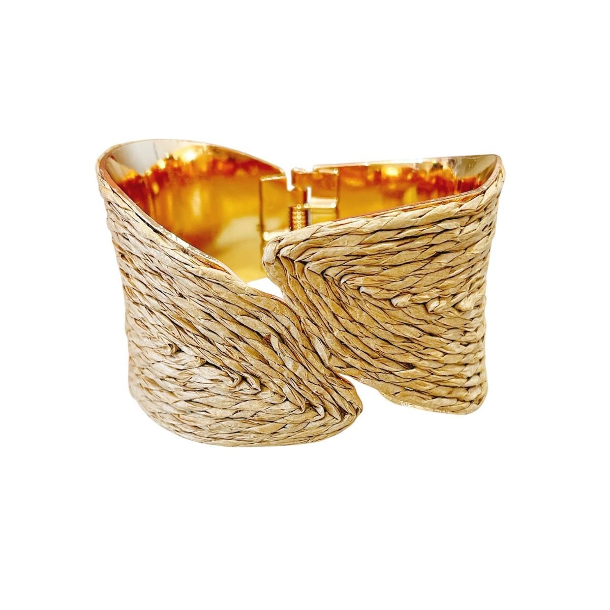 BRACELETE DOURADO PALHA MARROM