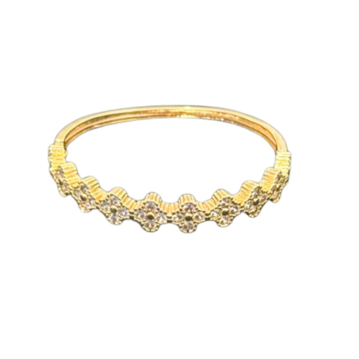 BIJU BRACELETE DOURADO TREVO CRISTAL C/ TRAVA