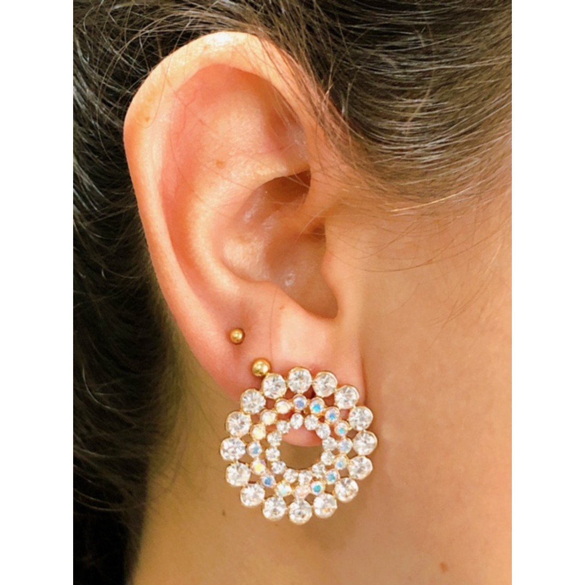 Brinco redondo cristal