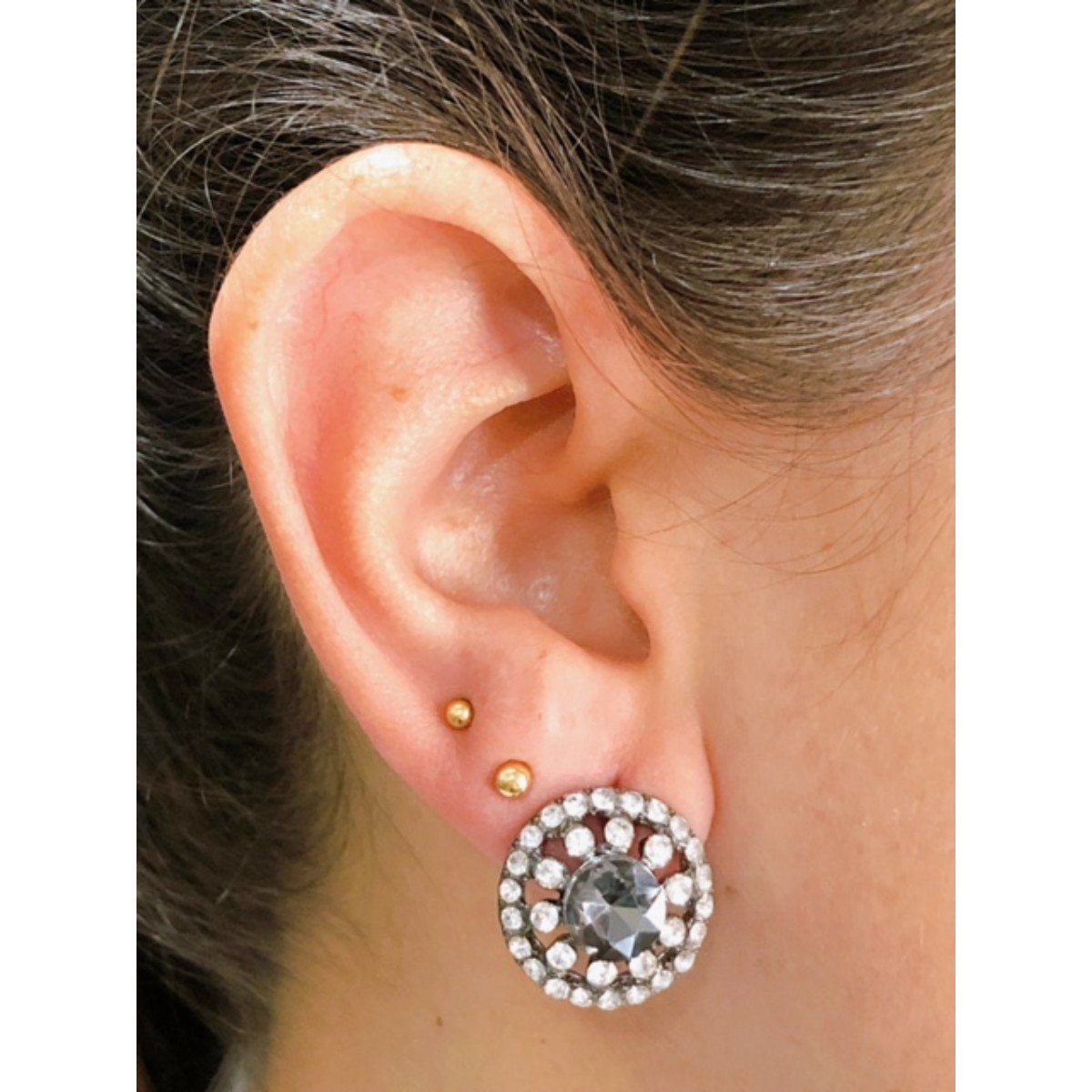 Brinco redondo fumê